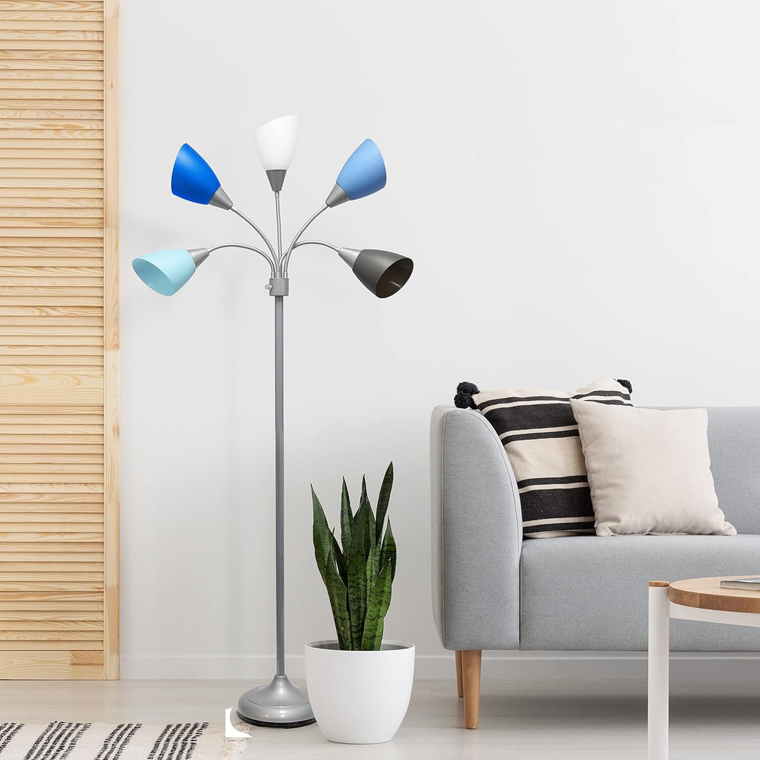 67 Inch Adjustable SilverFinish Floor Lamp Goosenecks