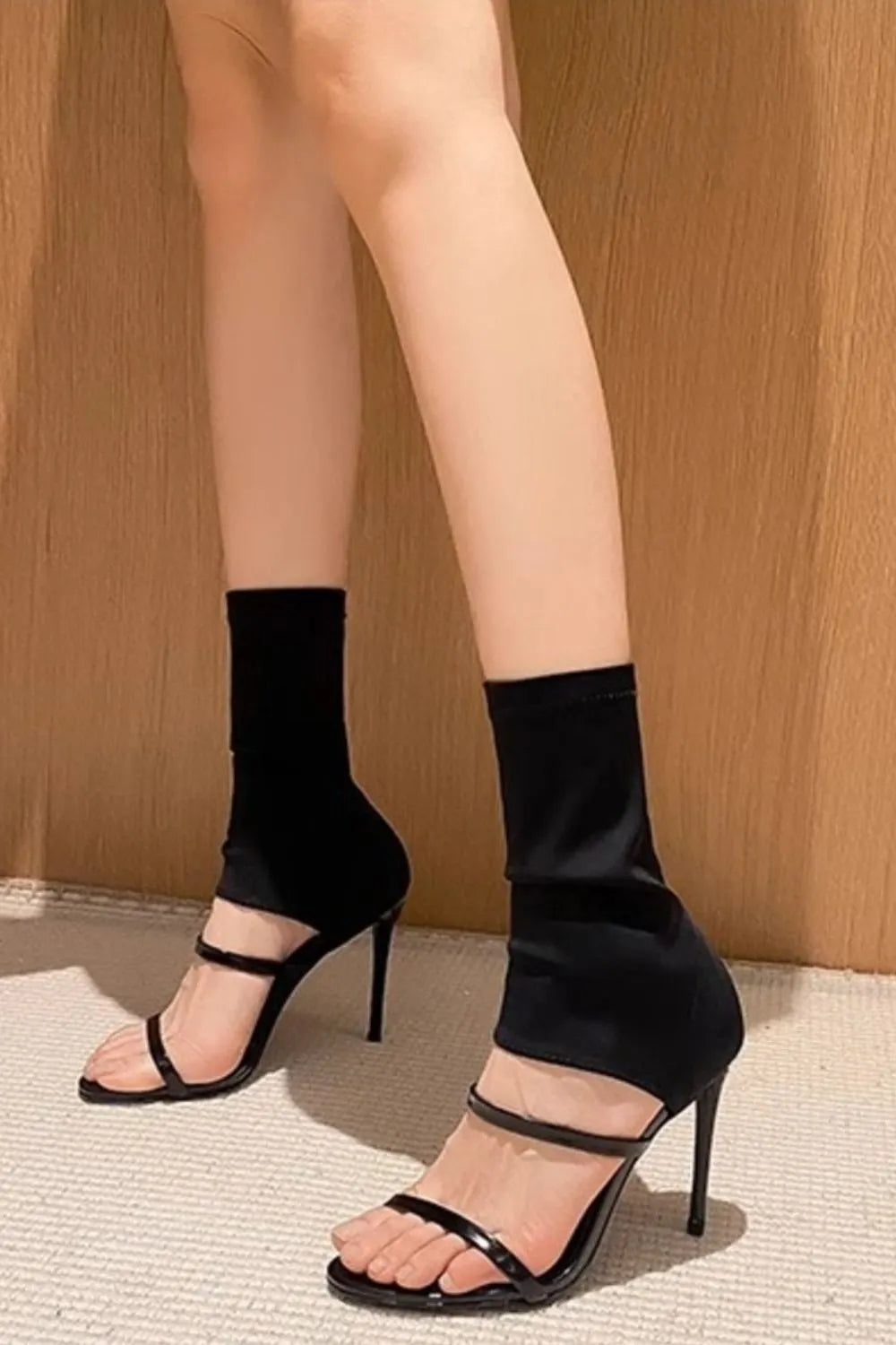 Jade Iapetus flare formal stiletto sandals with open toes and ankle straps, stylish footwear for elegant occasions.