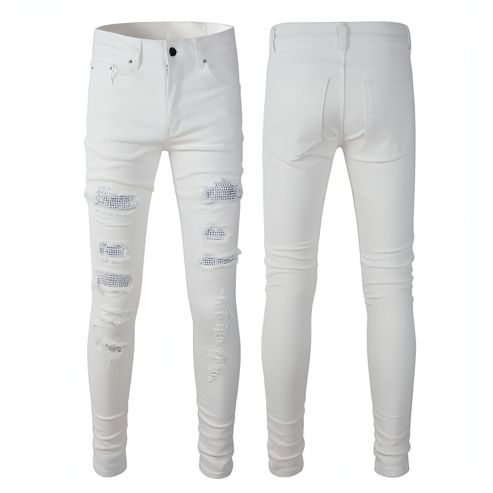 Carmine Juneberry DenimDare™ street ripped stretch slim jeans for women, showcasing distressed denim with a slim fit and ripped details.