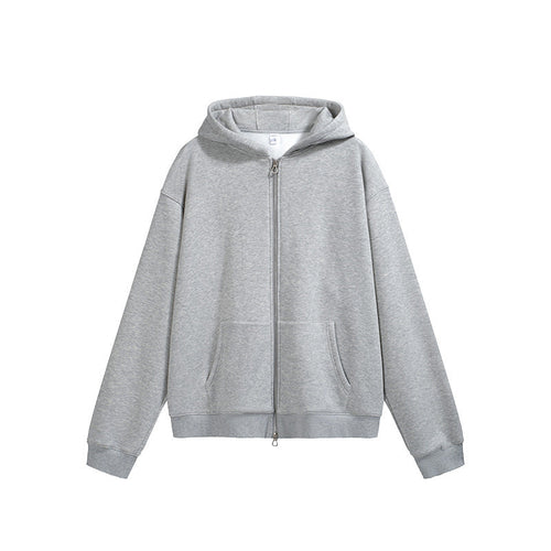 Carmine Juneberry flame single-layer fleece-lined hooded jacket in solid color, showing the cozy fleece interior and hooded design.
