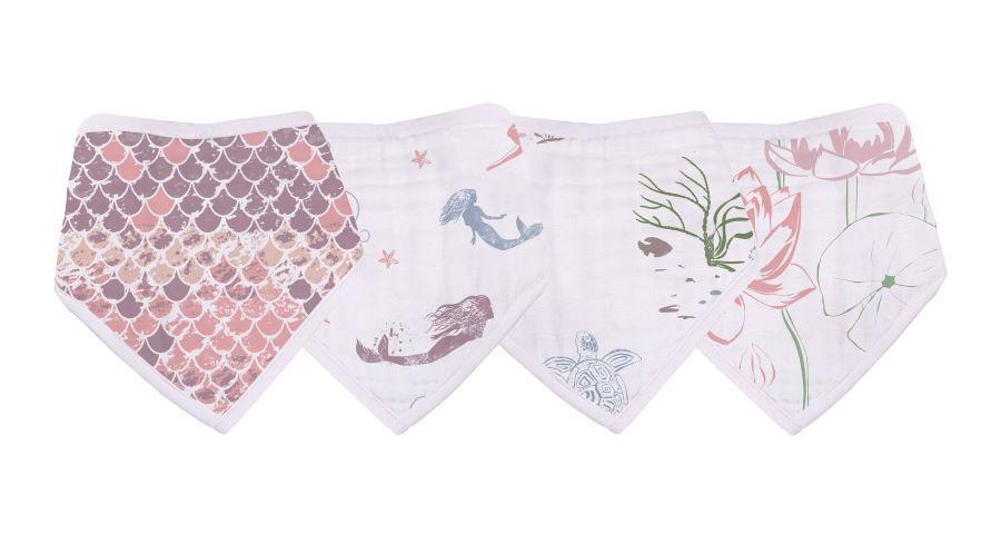 Lavender Charlie Under The Sea bamboo bandana bib set for kids and babies, featuring colorful ocean-themed designs.