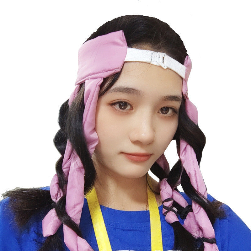 Maroon Asteria heatless hair curlers with a ribbon headband and curling rod for easy, gentle curling without heat.