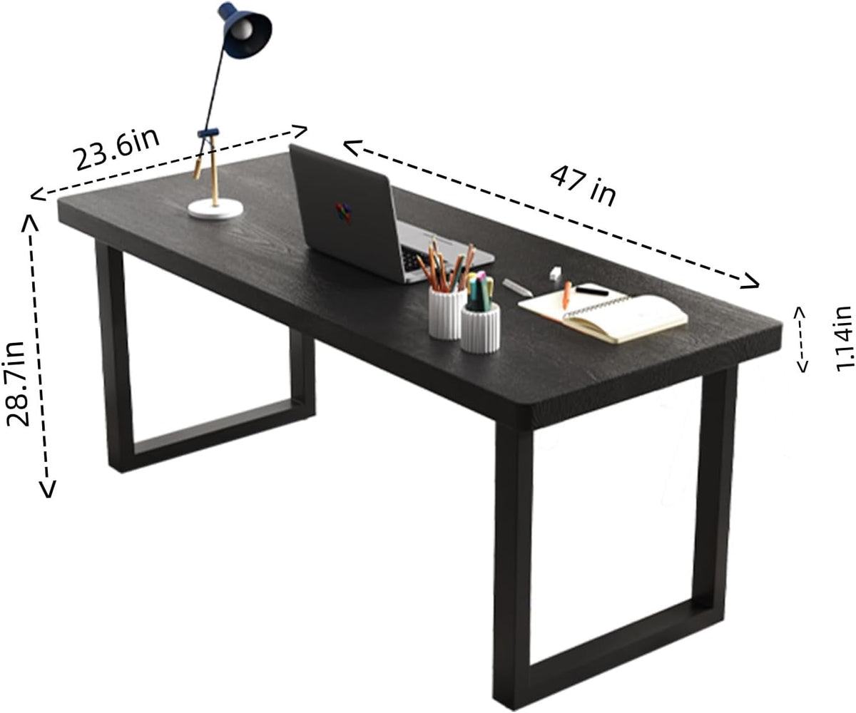 Forty Seven Inch Black Solid Wood Desk Scratch Resistant Finish