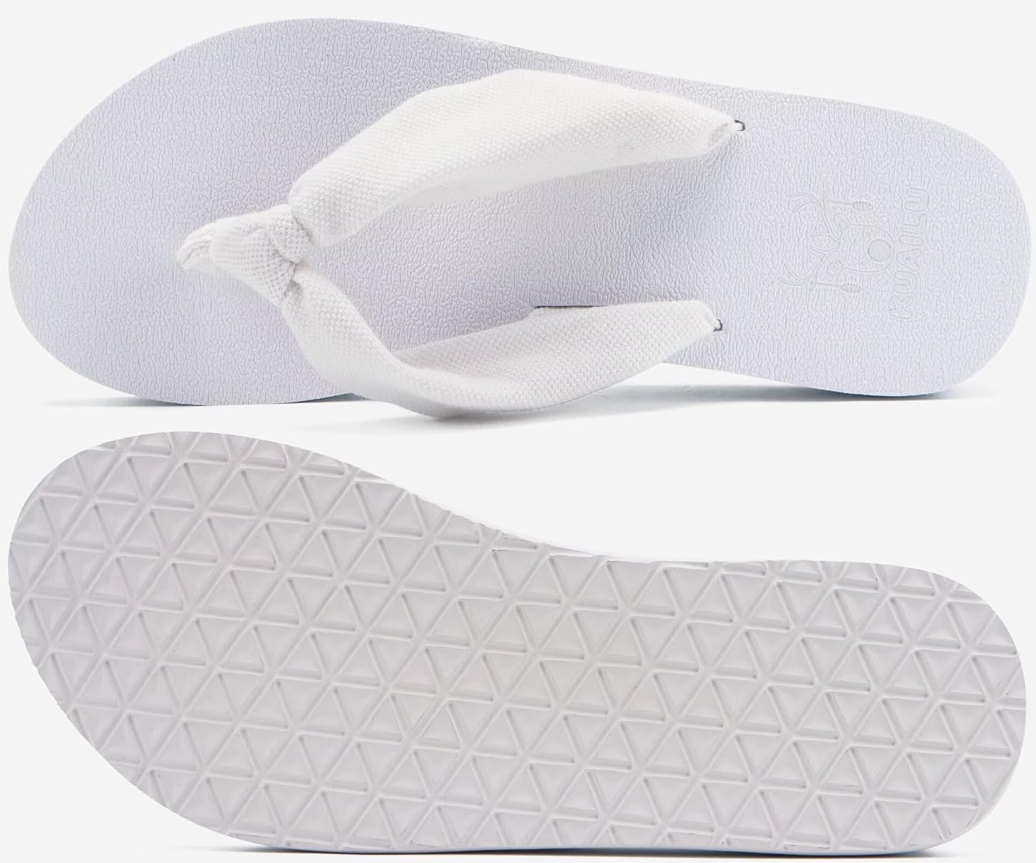 KuaiLu Flip Flops Women Arch Support Yoga Mat Comfortable Summer Beach Walking Thong Cushion Sandals Slip on Pool Outfits Travel Essentials Orthotic Slides Indoor Outdoor Slippers Shoes All White 7