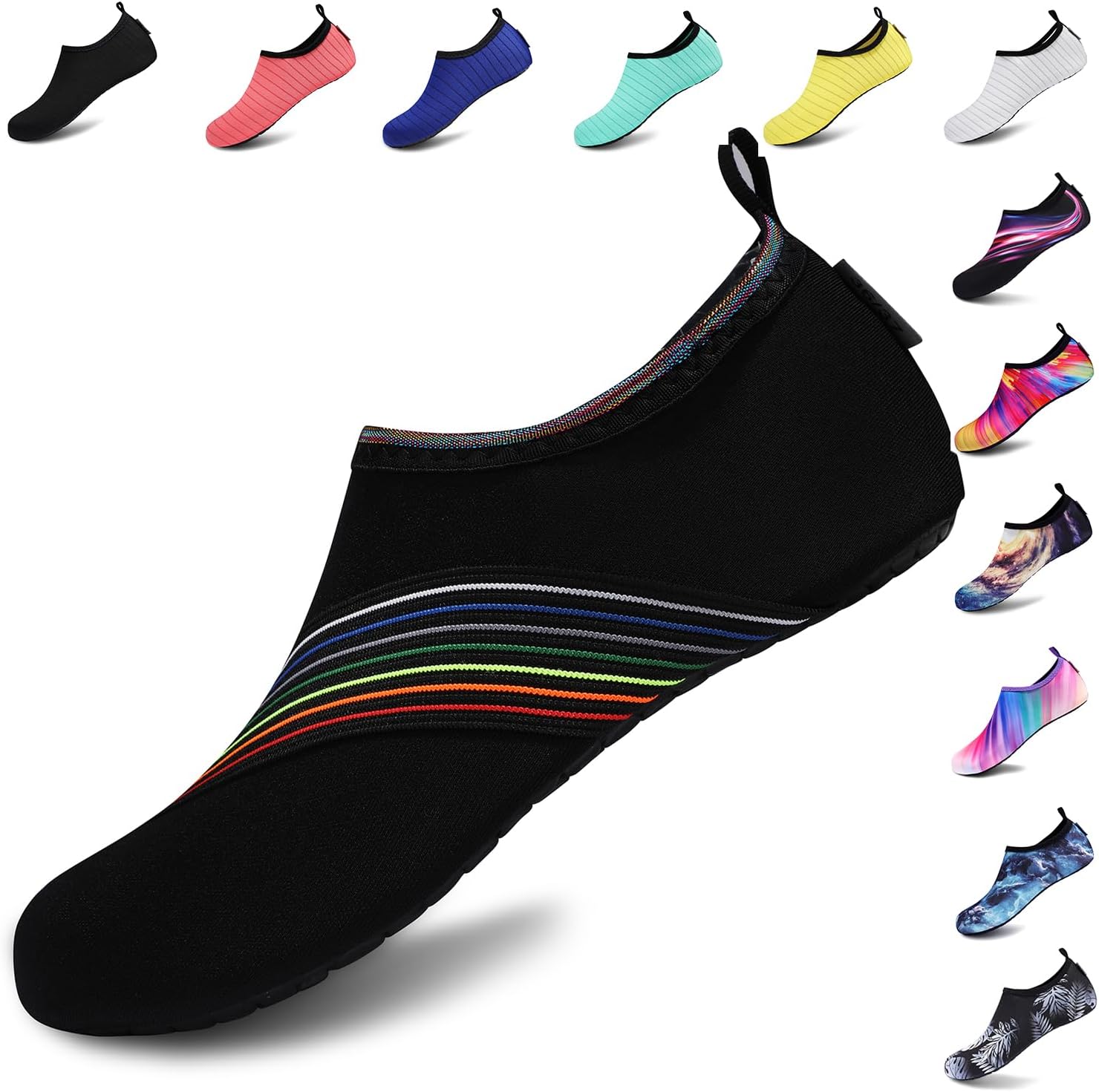 VIFUUR Water Shoes for Men Women Barefoot Quick Dry Aqua Socks Slip On | Lightweight, Breathable Upper, Flexible Sole, Drainage Design, Easy Slip-On Fit for Water Activities