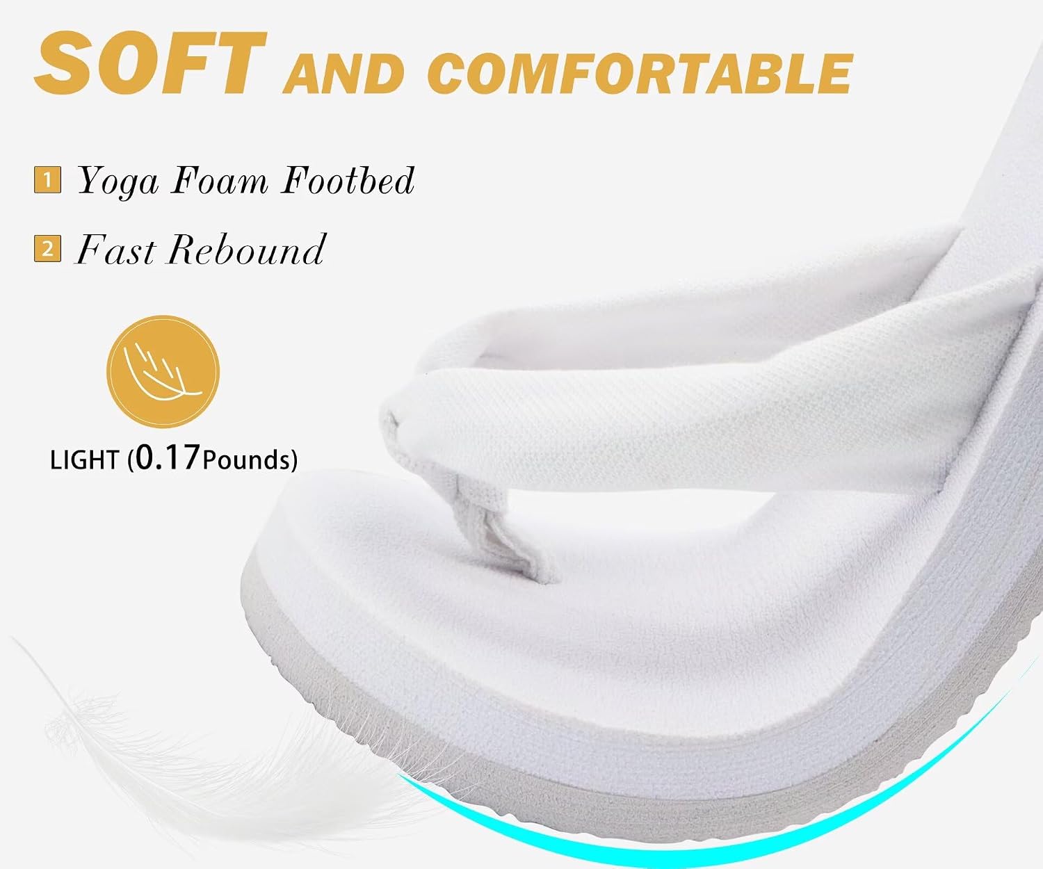 KuaiLu Flip Flops Women Arch Support Yoga Mat Comfortable Summer Beach Walking Thong Cushion Sandals Slip on Pool Outfits Travel Essentials Orthotic Slides Indoor Outdoor Slippers Shoes All White 7