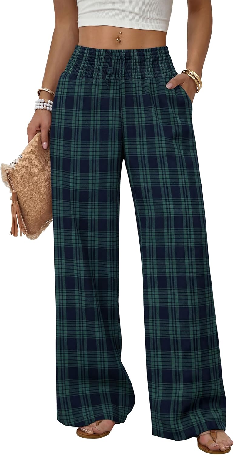 Sampeel Wide Leg Pants Woman High Waist Trousers with Pockets Casual Lounge