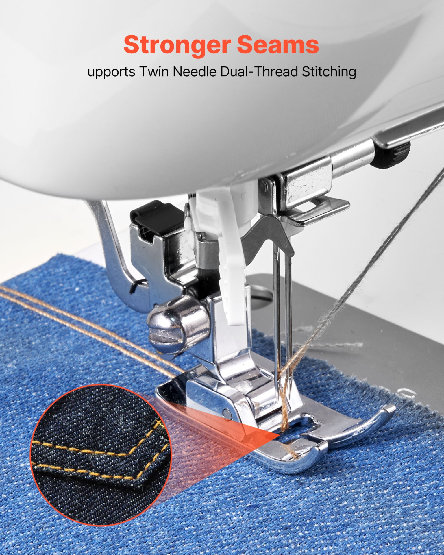 Start2Finish VEVOR computerized sewing machine with LED screen, foot pedal, LED light, heavy-duty metal frame, and 60 stitch options.