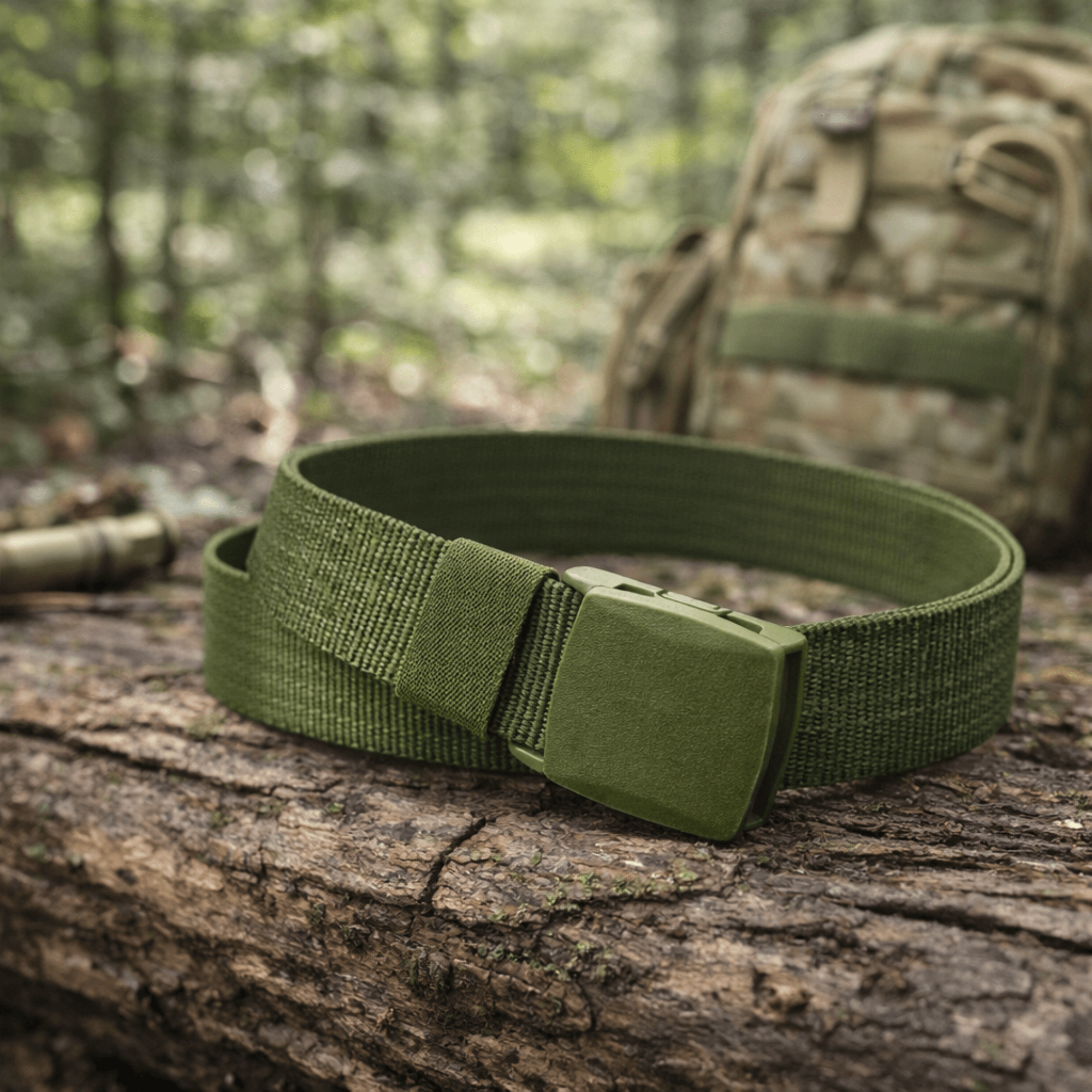 Black Lavender XGear tactical adjustable nylon belt with plastic buckle, showcasing its sturdy design and secure fastening.