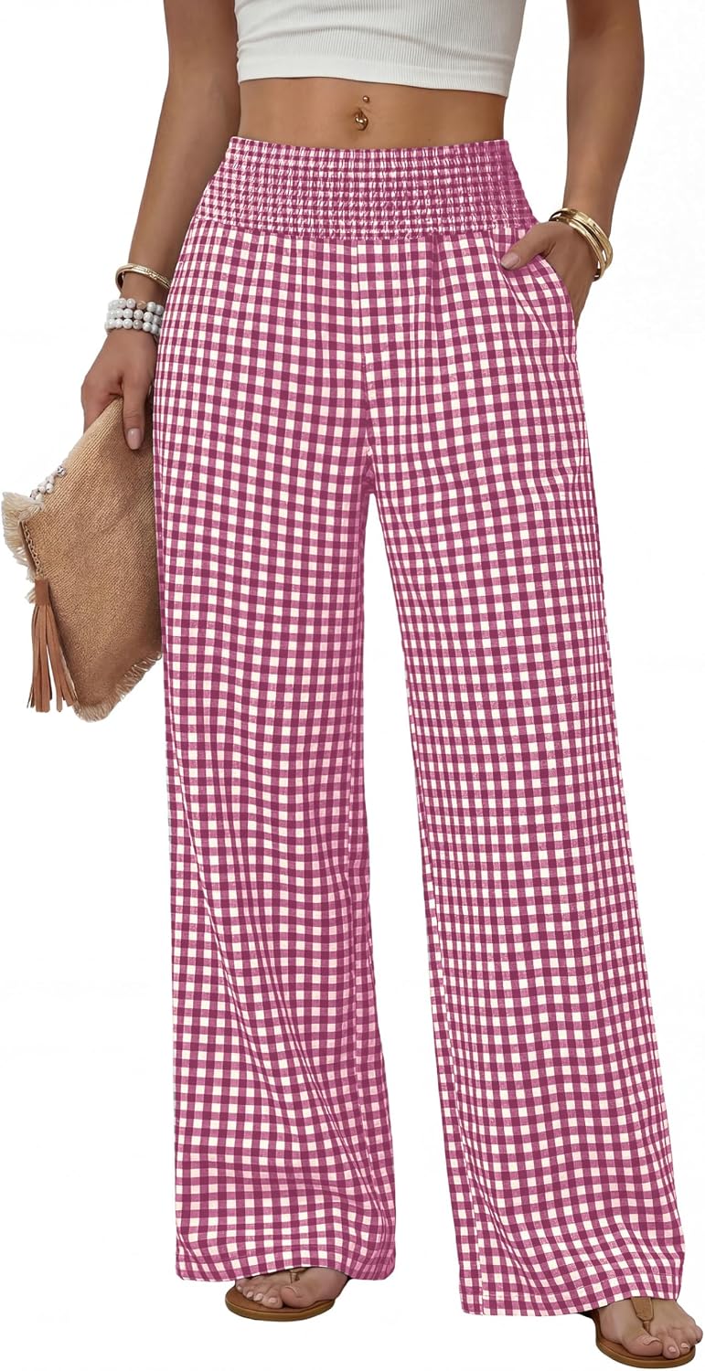 Sampeel Wide Leg Pants Woman High Waist Trousers with Pockets Casual Lounge