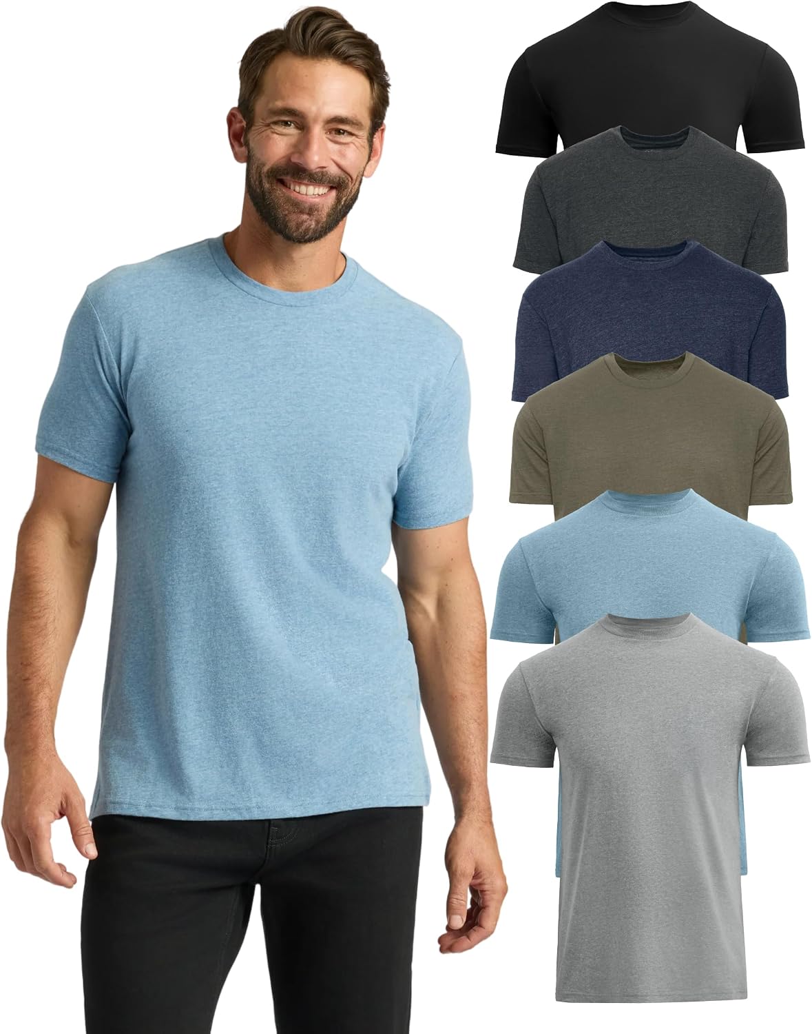 True Classic Mens T-Shirts – Short Sleeve Crew Neck T Shirts for Man, Cotton Blend Plain Novelty Men&