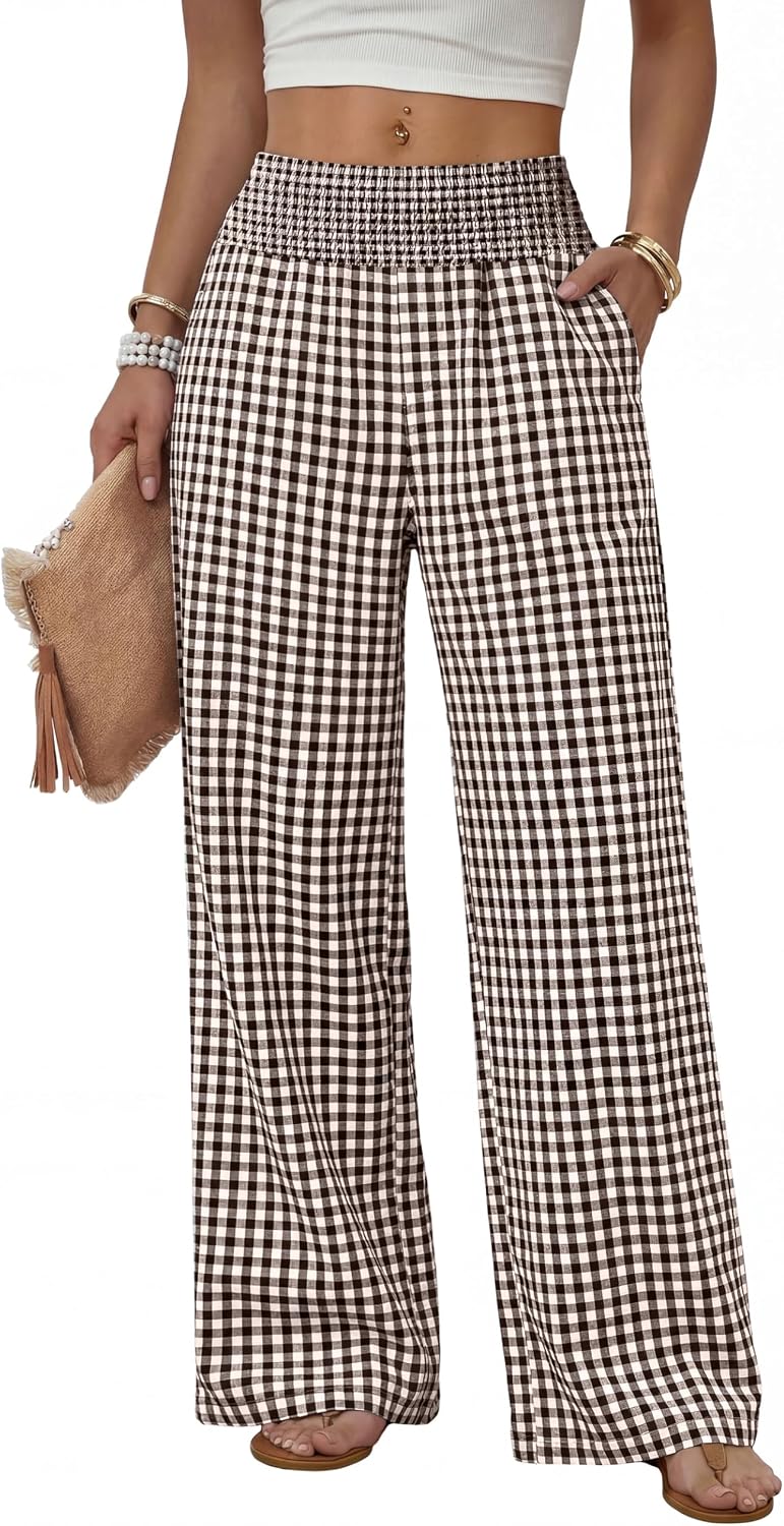 Sampeel Wide Leg Pants Woman High Waist Trousers with Pockets Casual Lounge