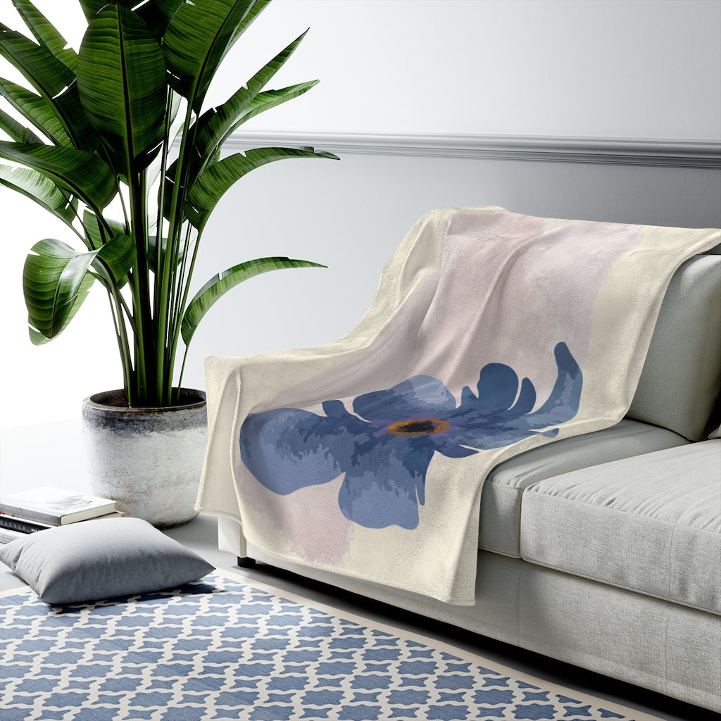 Yellow Pandora abstract floral plush throw blanket with colorful floral pattern, perfect for home decor and cozy living spaces.
