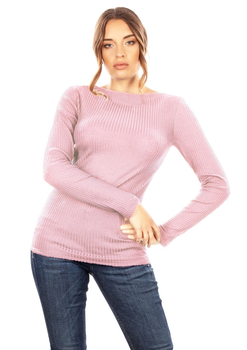 Byzantium Hemera EGI Exclusive Collections Merino wool blend boat neck top with long sleeves, in a stylish, fitted design.