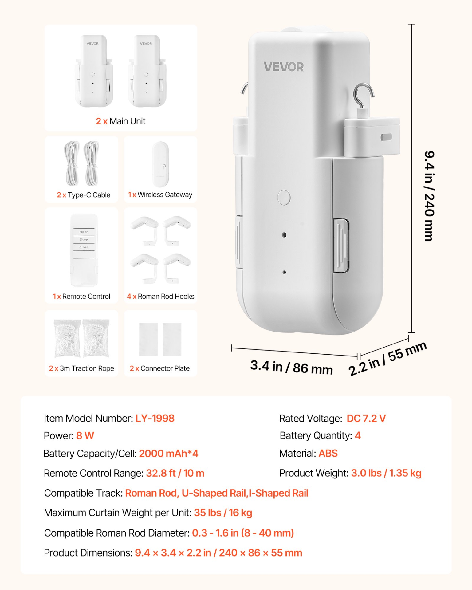 Start2Finish VEVOR automatic curtain opener 2-pack with remote and app control, compatible with Alexa and Google Home, for Roman rods.