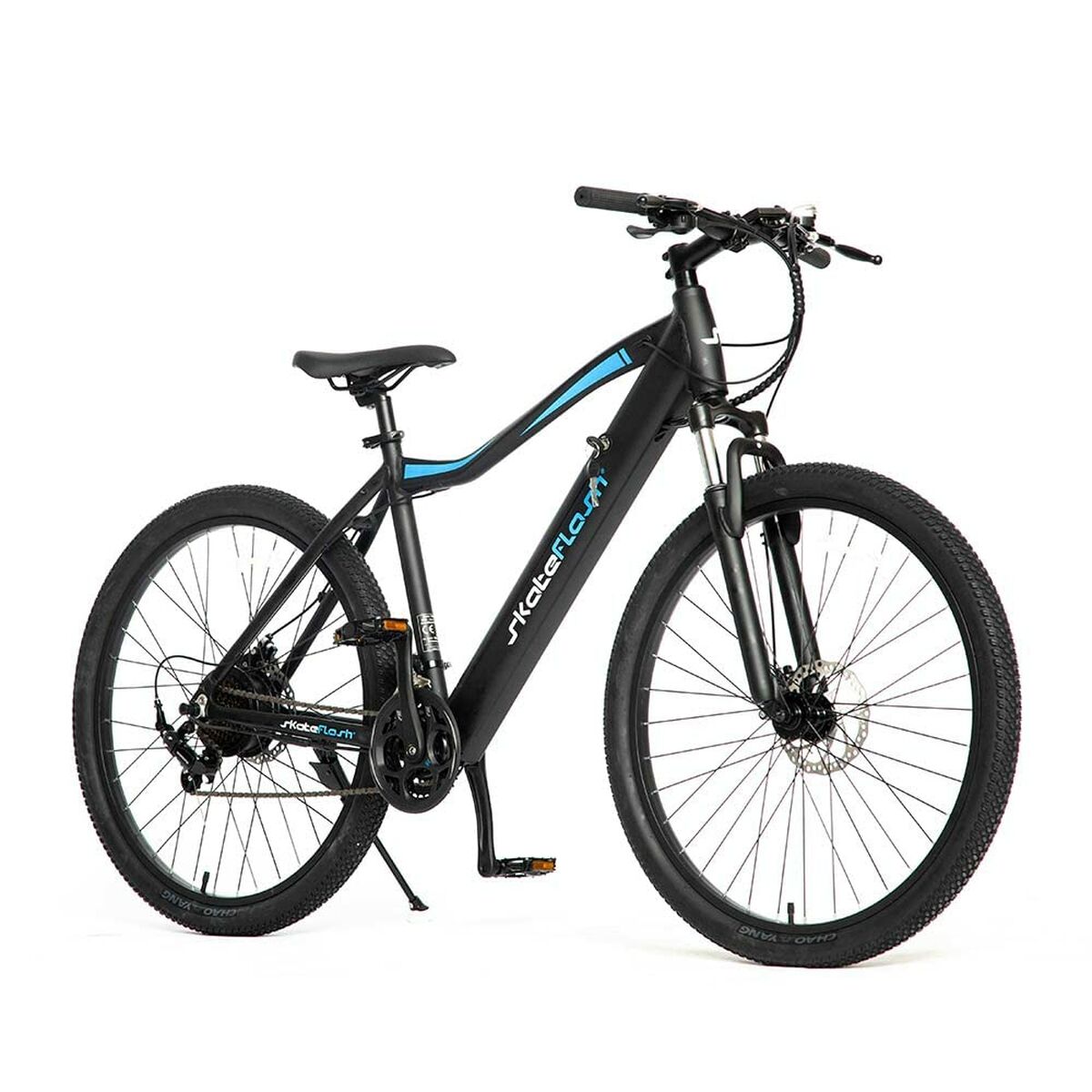 Electric bike skateboard by Bigbuy with 27.5-inch wheels, designed for outdoor sports, featuring a sleek black frame and compact design.