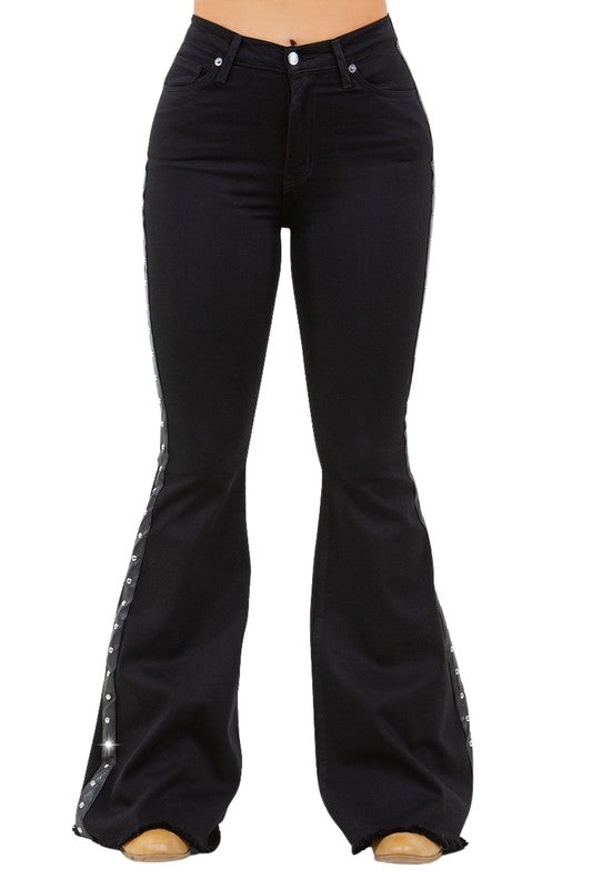 Jade Icarus Ropin Bell Bottom Jean with 32-inch inseam, showcasing the stylish automotive-inspired bell bottom denim pants.
