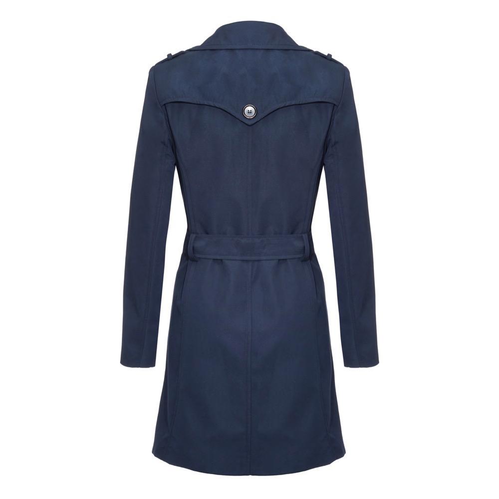 Navy spring/summer military double-breasted trench coat by Rose Eleusis, stylish jacket with button detailing and classic design.