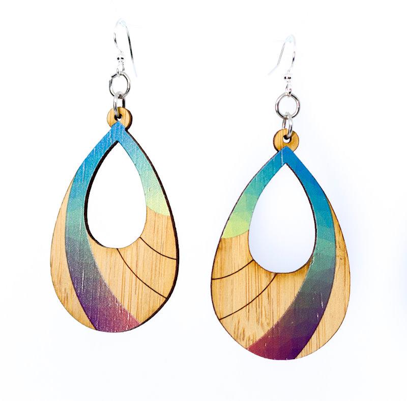 Red Sunflower Prism Bamboo Earrings featuring sleek, geometric bamboo design with a modern, stylish look.