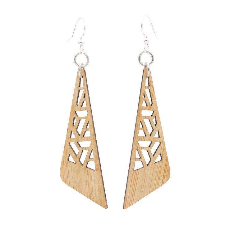Red Sunflower Zetangle Bamboo Earrings, lightweight and stylish jewelry with intricate bamboo design, perfect for casual or dressy wear.