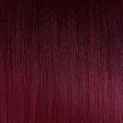 Leslie Burgundy angled razor cut bob wig with HD lace and invisible side part by Peach Clymene, showcasing vibrant burgundy hair.
