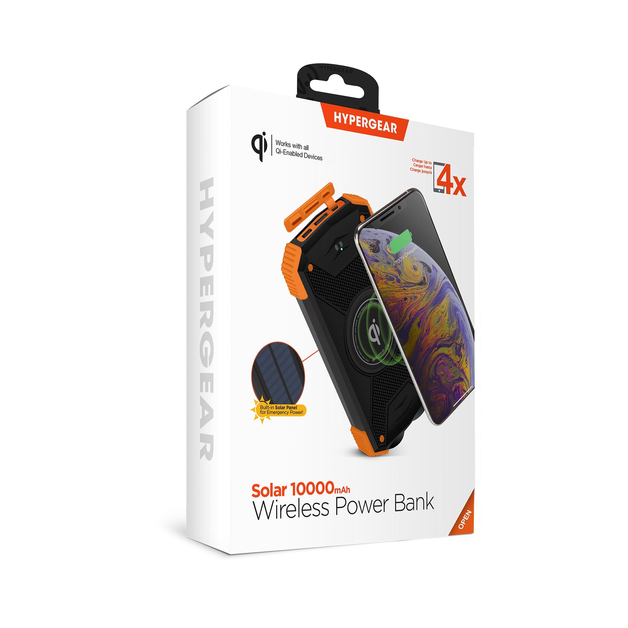 Sky Iapetus HyperGear Solar 10000mAh wireless power bank for mobile and laptops, with solar charging panel and USB ports.
