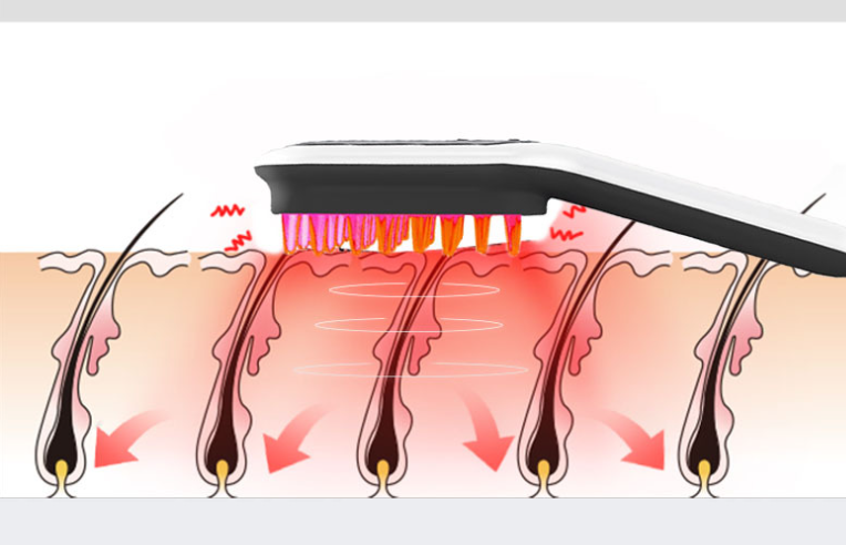Maroon Asteria electric head massager with magnetic therapy and hair growth comb, showcasing its sleek design and scalp massage features.