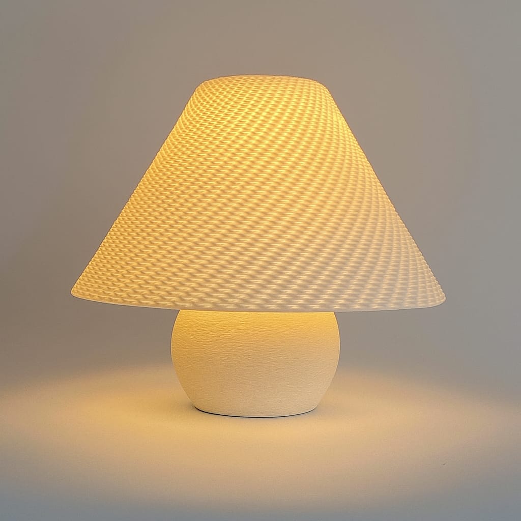 Azure Pontus Aurora Weave portable table lamp with woven fabric shade, ideal for cozy lighting in living spaces.