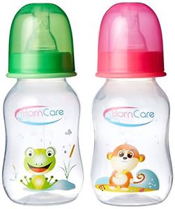 Rose Chloe BornCare BCWS-102-1 4oz feeding bottle with silicone nipple, clear plastic, suitable for newborn feeding.