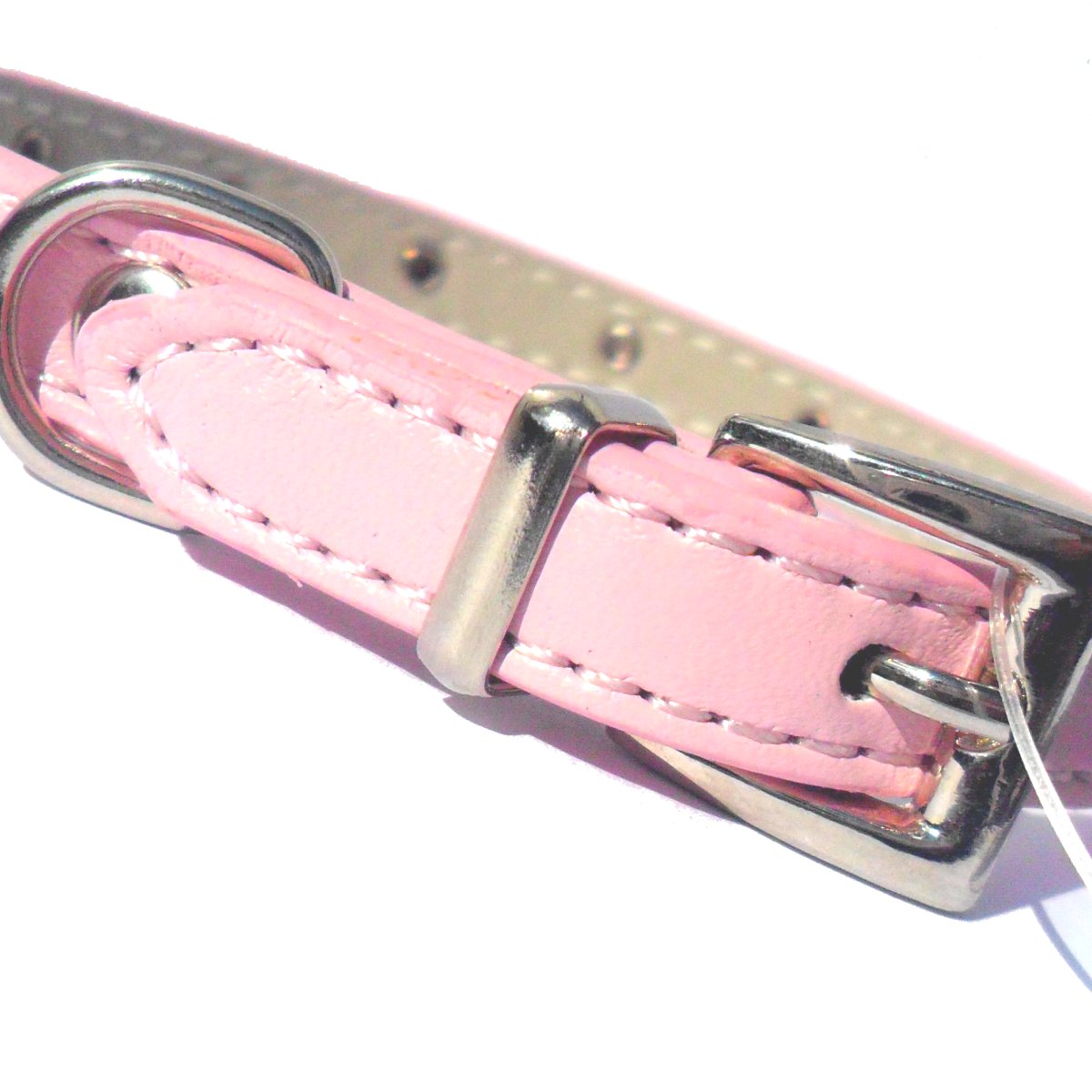 Pink baby diamante dog collar from Salmon Oscar with rhinestone embellishments, designed for stylish pet wear.