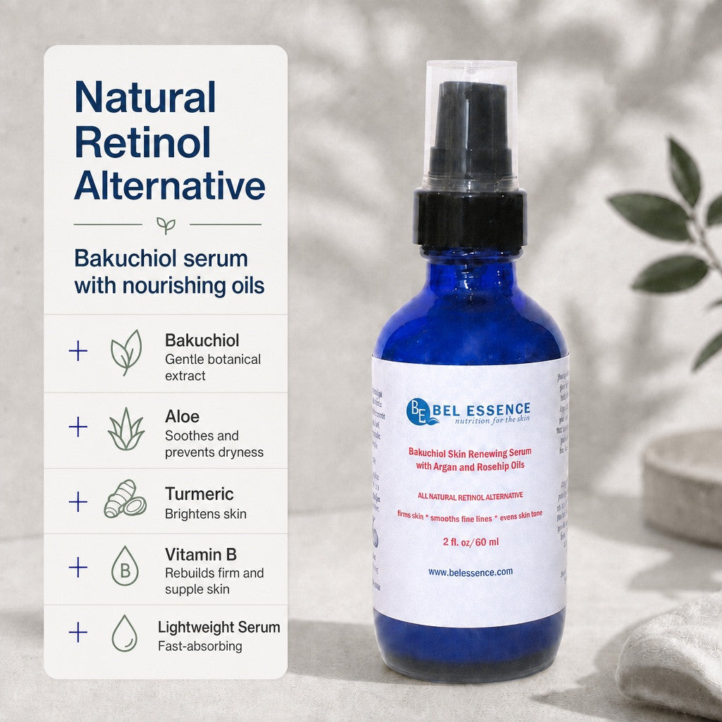 Bakuchiol Natural Retinol Serum With Argan, Avocado and Rosehip Oils - Reduce Wrinkles, Firm Skin, Youthful Glow - 2 oz