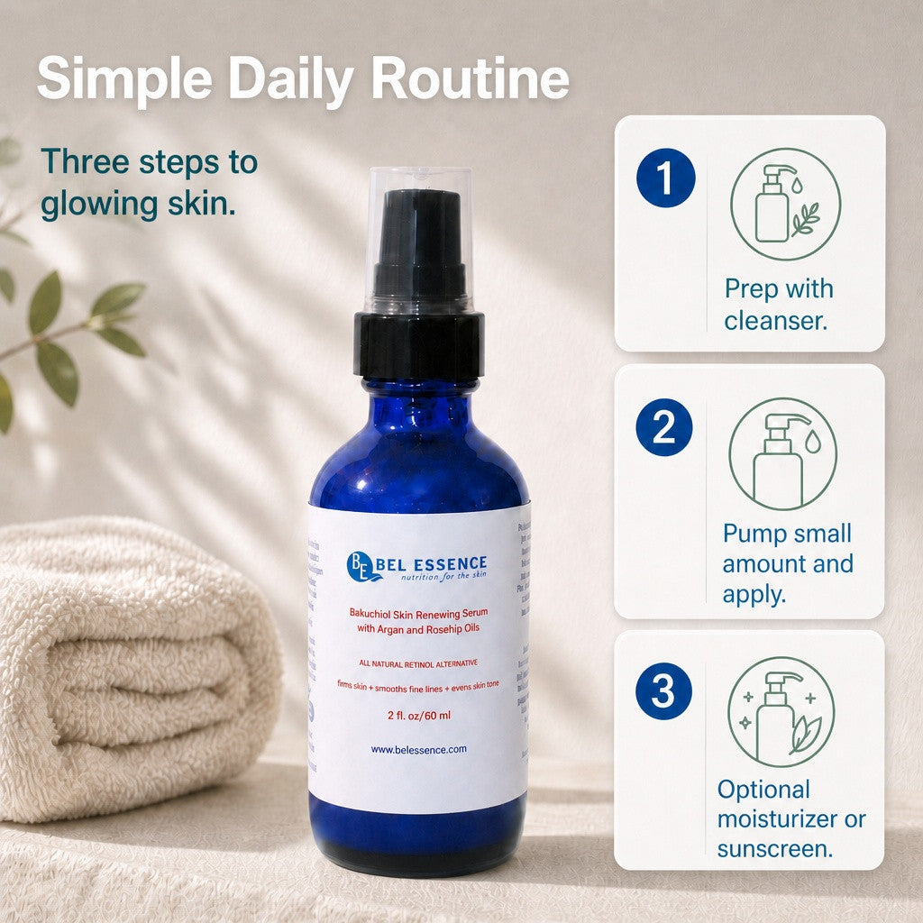 Bakuchiol Natural Retinol Serum With Argan, Avocado and Rosehip Oils - Reduce Wrinkles, Firm Skin, Youthful Glow - 2 oz