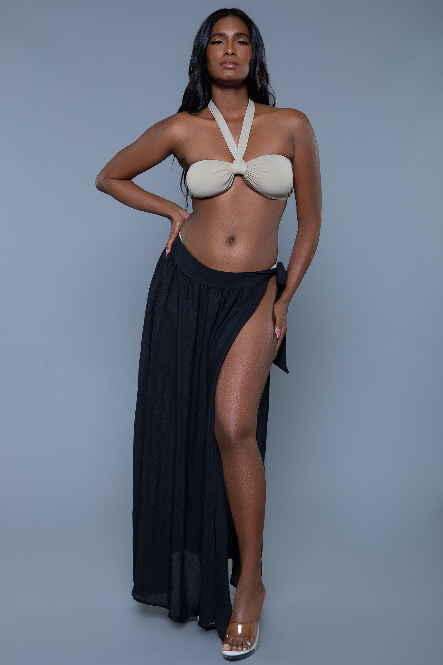 Brown Sooty Claire Cover-Up Skirt for lingerie and underwear, featuring lightweight fabric and delicate design.