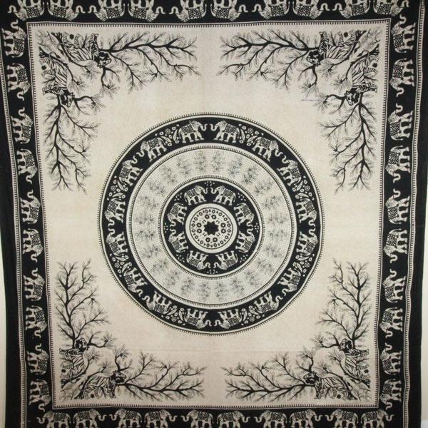 Black tigers and elephants majestic beasts tapestry by Silver Hestia, vibrant home decor featuring wild animal imagery.