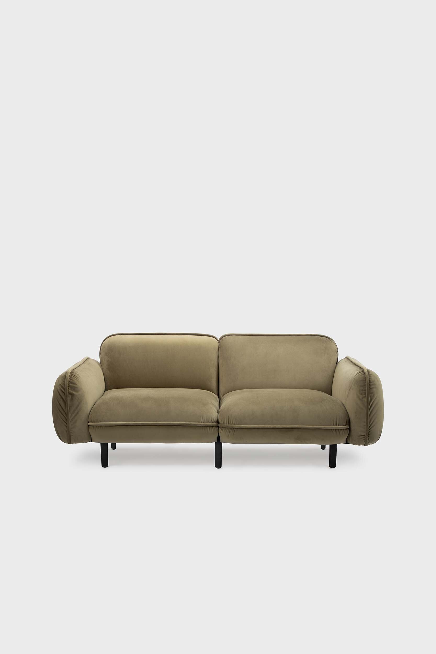 Green Aquamarine Poppy Bean Sofa featuring plush fabric and modern design, ideal for contemporary living spaces.