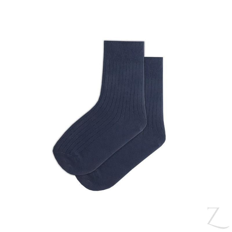 Boys navy anklet socks by Raspberry Pallas, featuring a denim-inspired design perfect for casual wear.