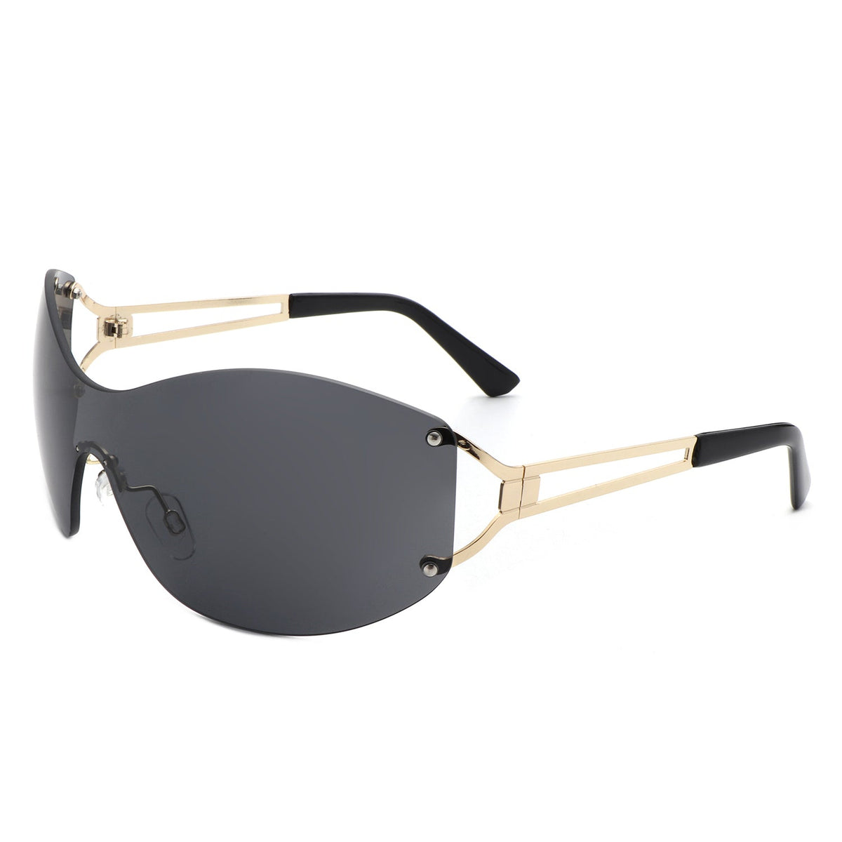 Evandora - Women Rimless Oversize Sleek Oval Fashion Sunglasses