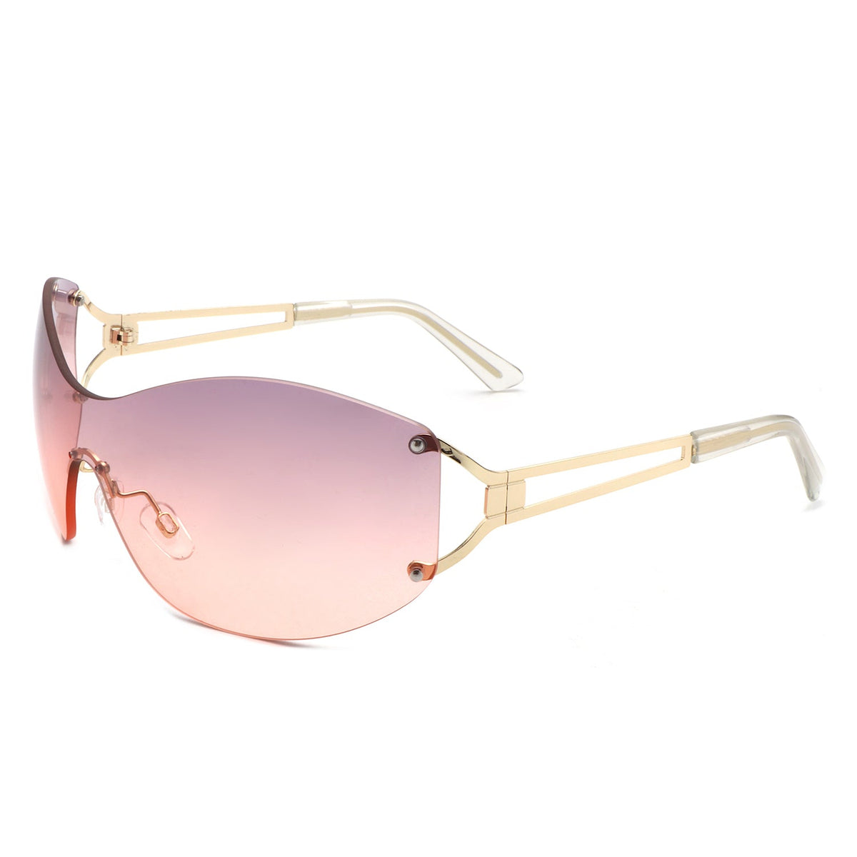 Evandora - Women Rimless Oversize Sleek Oval Fashion Sunglasses