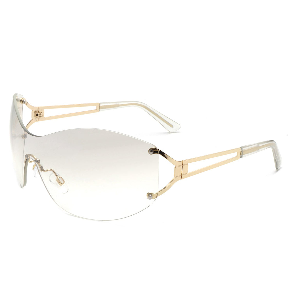 Evandora - Women Rimless Oversize Sleek Oval Fashion Sunglasses