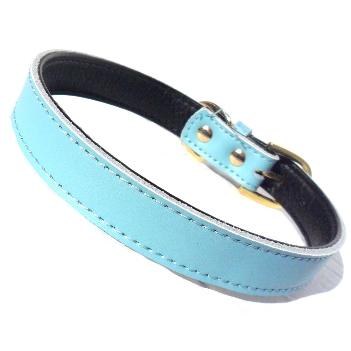 Blue plain Chelsea dog collar by Salmon Oscar in 8-16 inch sizes, made for comfort and style for your pet.