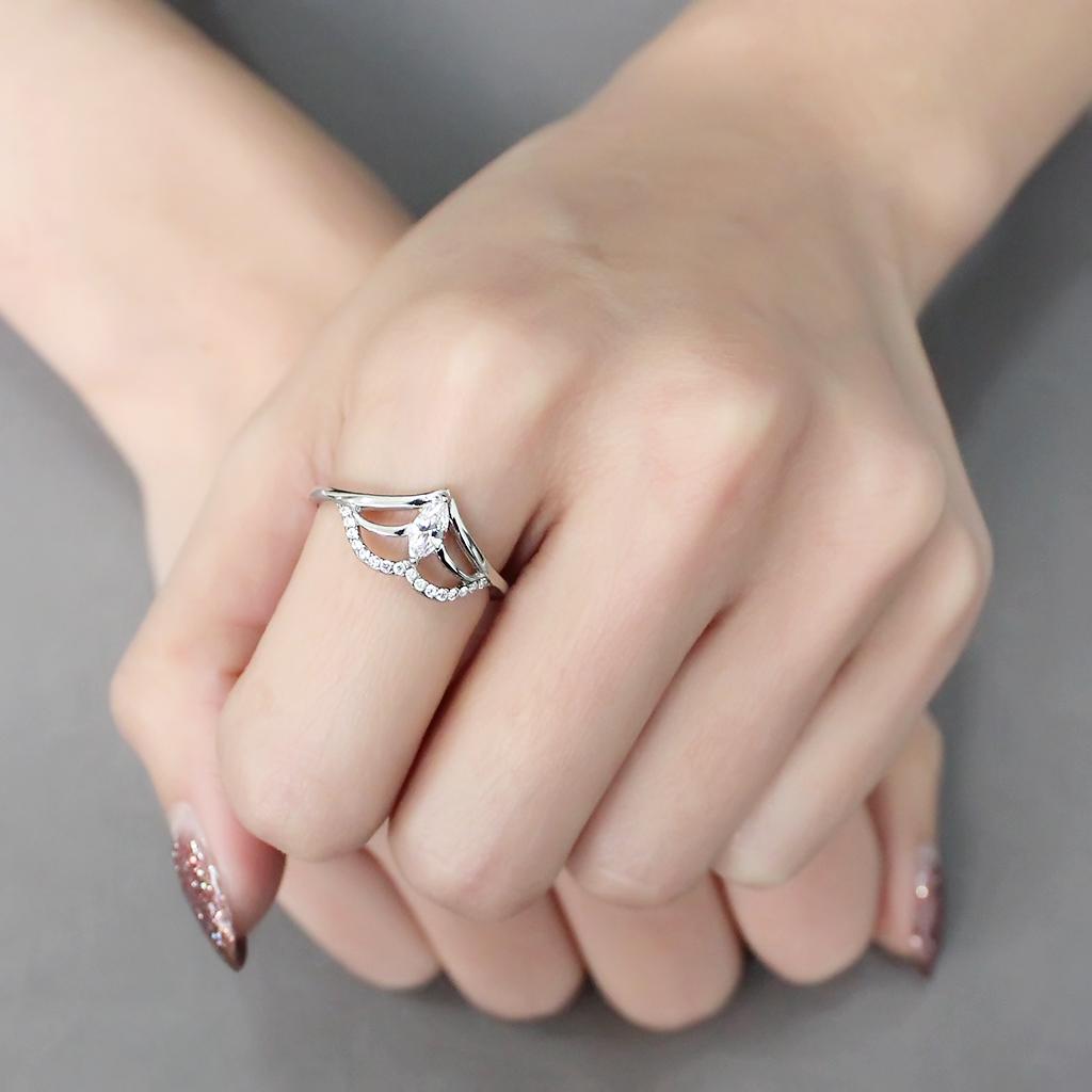 High polished stainless steel ring with AAA grade finish by Turquoise Tiger, showcasing a sleek, reflective jewelry design.