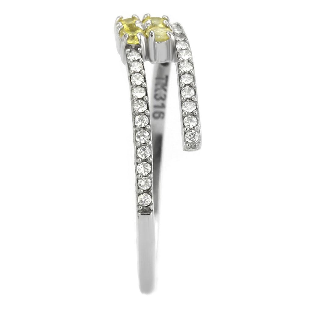 Stainless steel ring with AAA grade CZ topaz stone, no plating, from Turquoise Tiger jewelry collection.