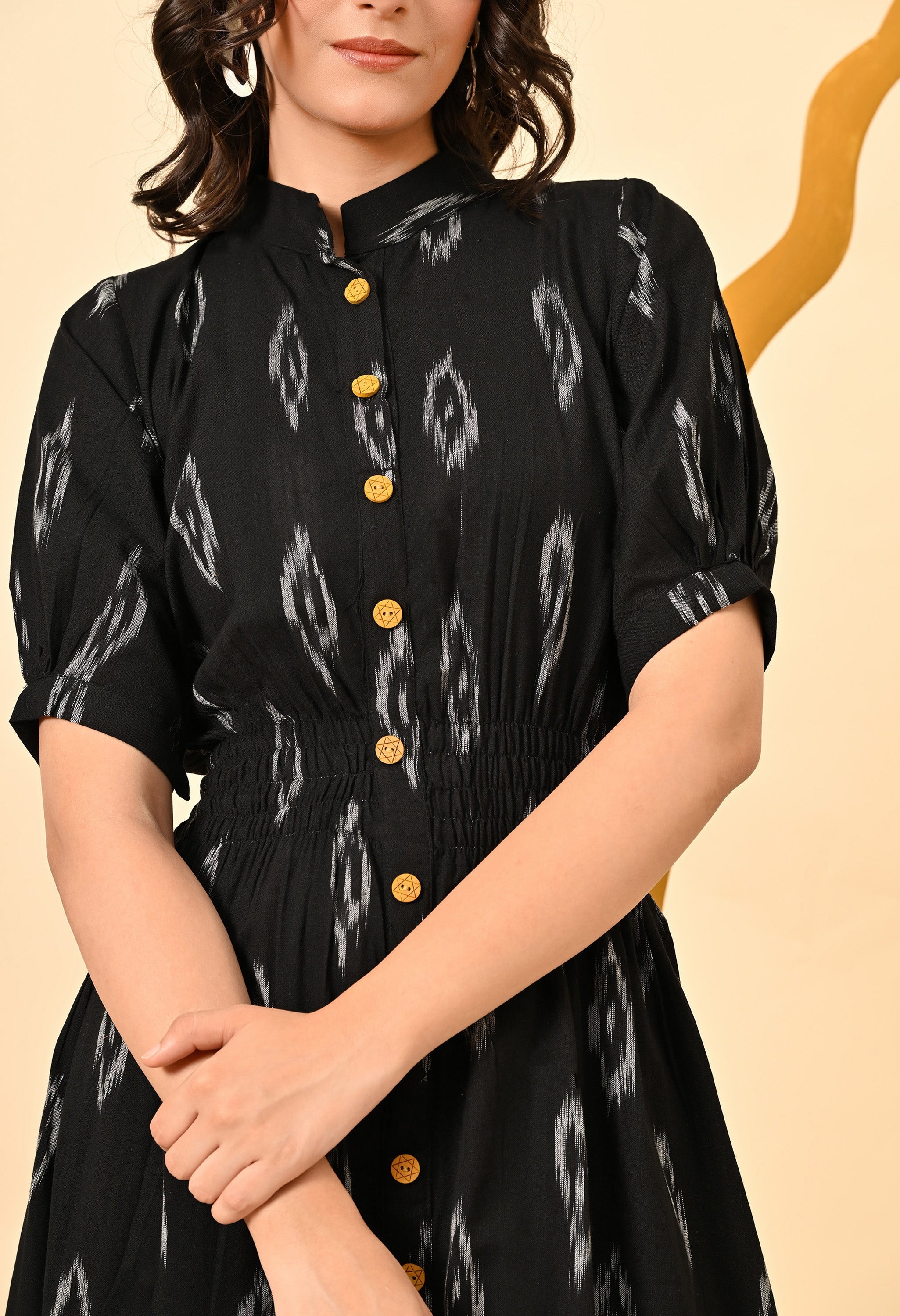 Black Diamond Elasticated Midi Dress by Periwinkle Tiger, women&
