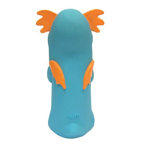 Blue Fuchsia Oscar Dragon Cruncher pet toy, 8 to 8.5 inches, featuring a detailed dragon design for cats or small pets.