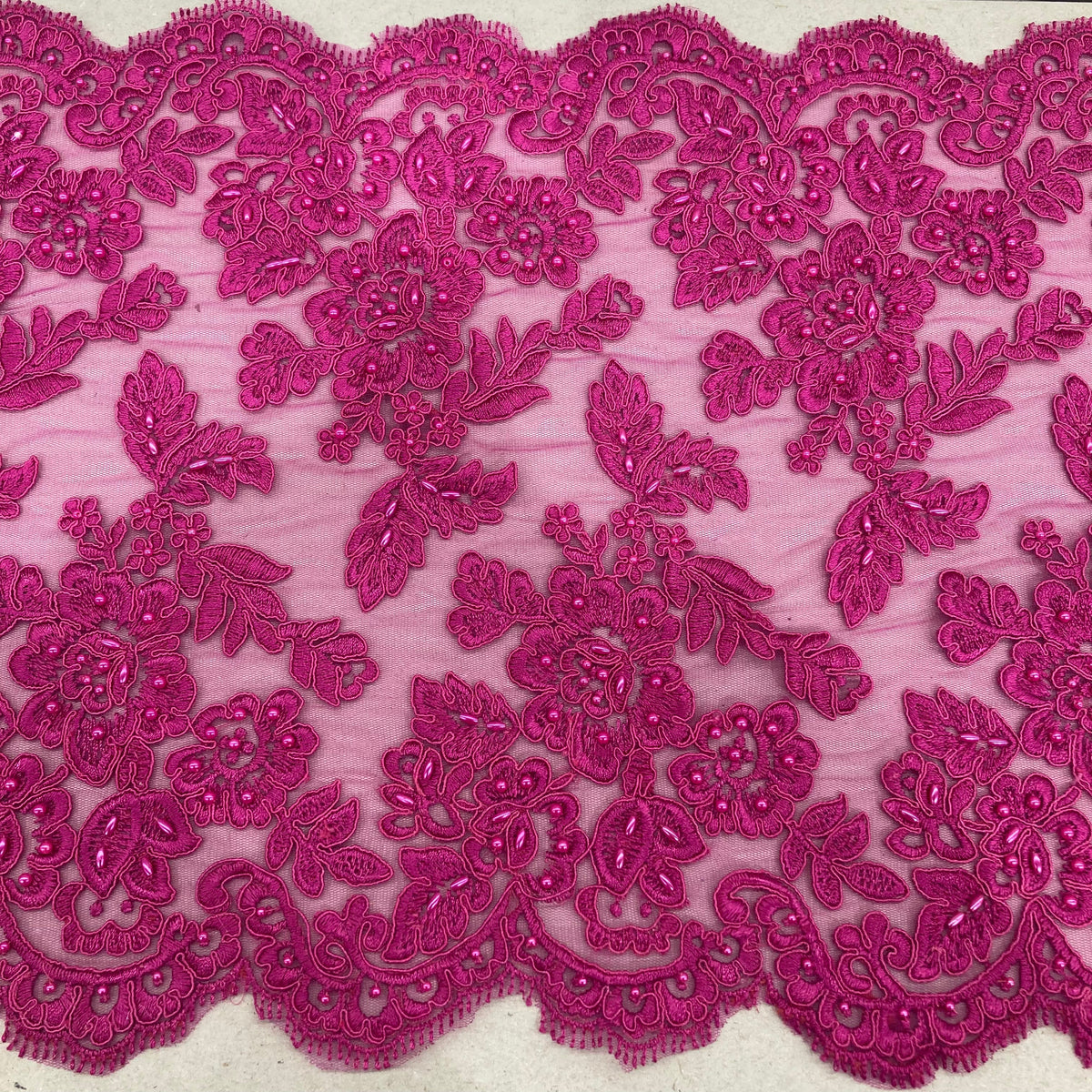 Double Sided Beaded & Corded Lace Trim – Embroidered Couture Lace for Wedding Dresses, Gowns & Costumes | Lace USA - 95359W/2-HB