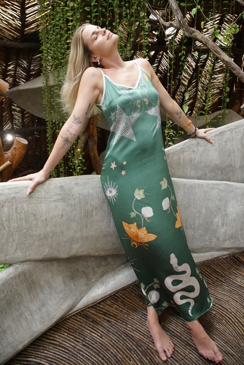 Violet Apollo Andromeda Silk Dress in Jungle Altar, women&