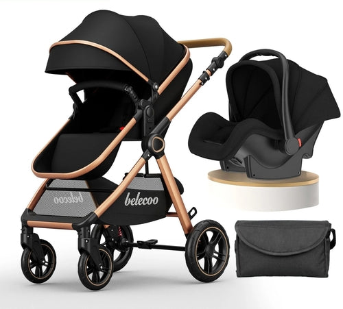Pear Poppy 3-in-1 luxury baby stroller and pram with car seat, shown as a stylish backpack for parents on the go.