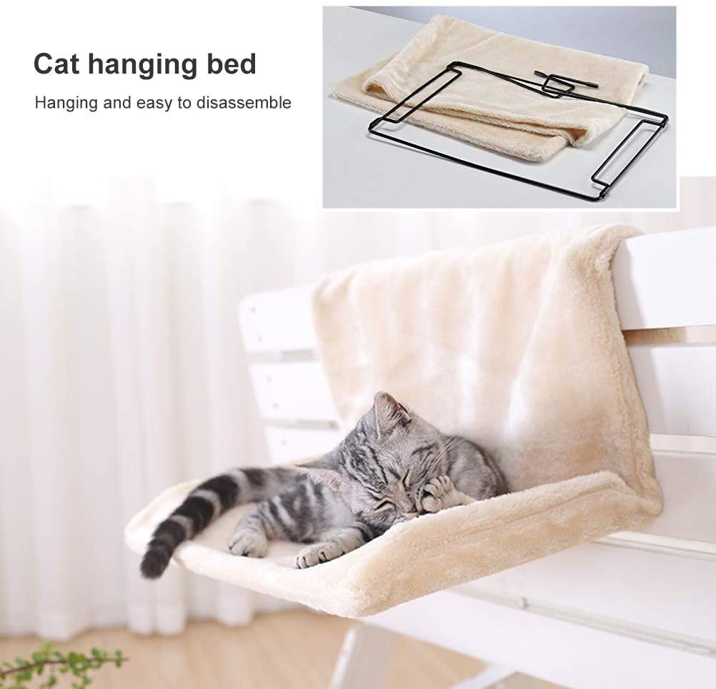 Yellow Pandora cozy portable cat hanging hammock bed with soft fabric and secure straps for comfortable feline relaxation.