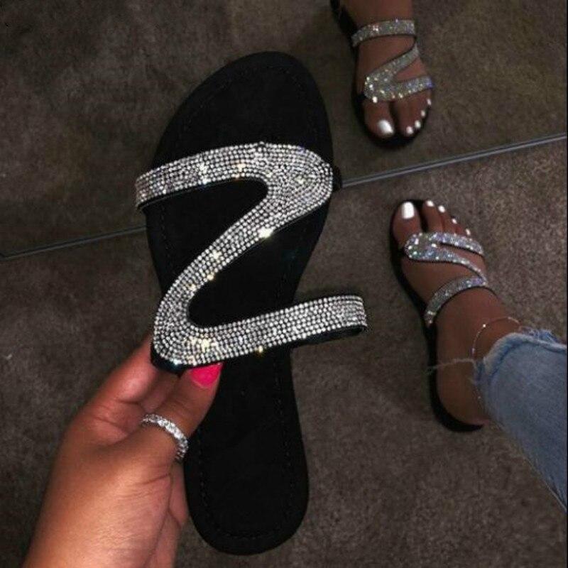 Coffee Jasper Bling Bling Slides for women, summer beach slippers with sparkling embellishments and comfortable slip-on design.