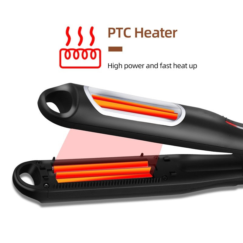 Maroon Asteria automatic rotating hair curler creating professional corrugated waves for fast, stylish hair styling.